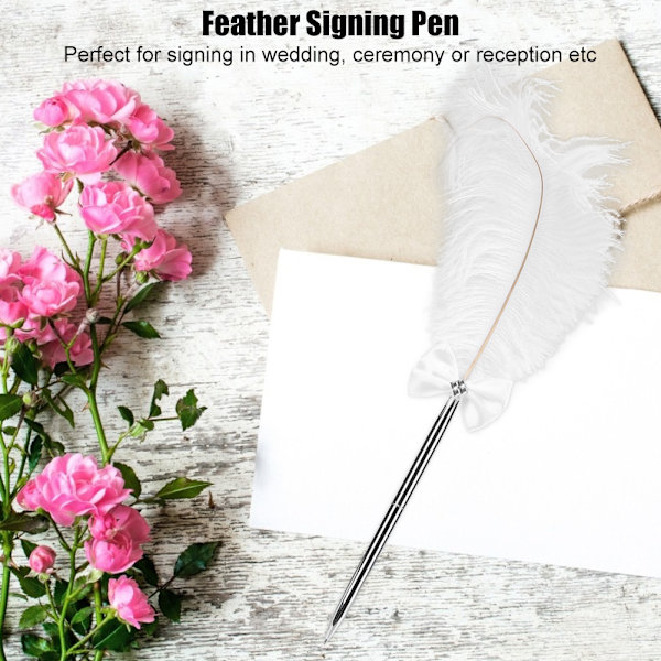 Fjærpenn Signering Ballpoint Pen med Holder for Bryllup Møte Kontor