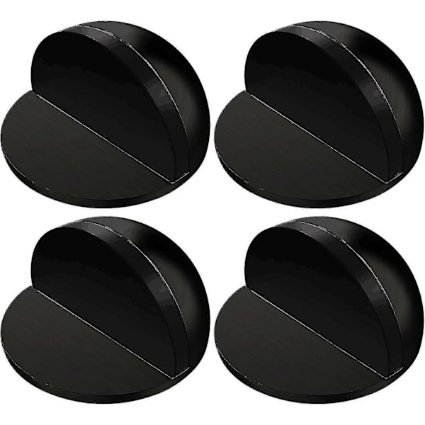 4 Stykker Gulv Dørstopper i Rustfritt Stål Oval Selvklebende Dørstopper med Selvklebende Puter Ingen Boring Nødvendig, Svart