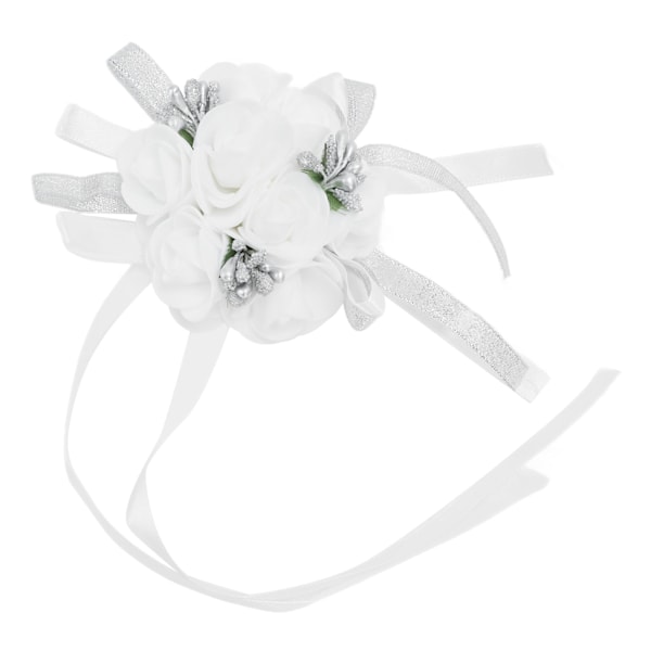 Hvit bryllupshåndleddsblomst med perlebånddesign Ekteskap Bryllup Håndleddskorsett