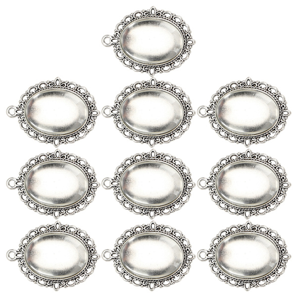 10 set glasplåsterhänge ovala brickor glascabochon klara kupolplattor DIY smyckestillbehör