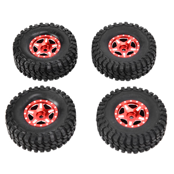4 st 1/24 RC-bildäck i gummi, RC-fordonshjul, Crawler-bildäck för Axial SCX24 90081 AXI00001 AXI00002, röda