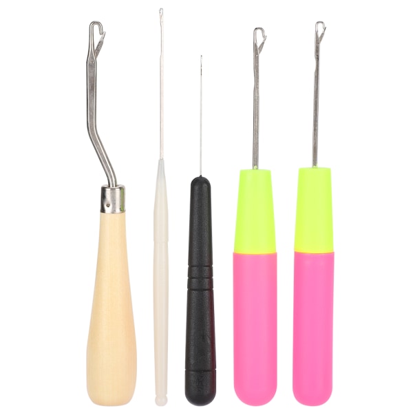 5 st/set spärrhake verktyg böjd tunga virknål kit DIY tillbehör för stickning