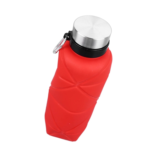 Taitettava vesipullo 700ml elintarvikelaatuinen silikoni Leveä suu Turvallinen lasten vesipullo Karabiinilla matkustamiseen Urheilu Punainen 700ml