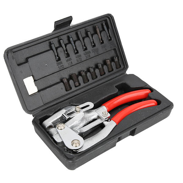 1 stk. Håndholdt Power Punch Kit Rustfrit Stål Jern Plast Hulpunch Tang-sort+rød (Skallfarven sendes tilfældigt)