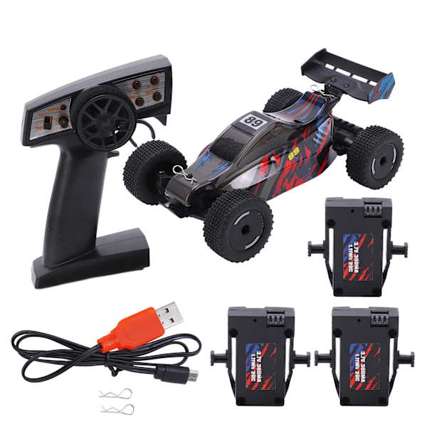 1/24 RC-bil 2WD Full Scale Hög hastighet Uppladdningsbar 2,4 GHz Trådlös fjärrkontroll Bilar för över 14 år gamla 3 batterier