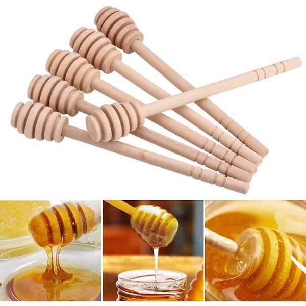 6-delad trä honeycomb stick set - honungsdoppare, blandningssked, omrörare och stav