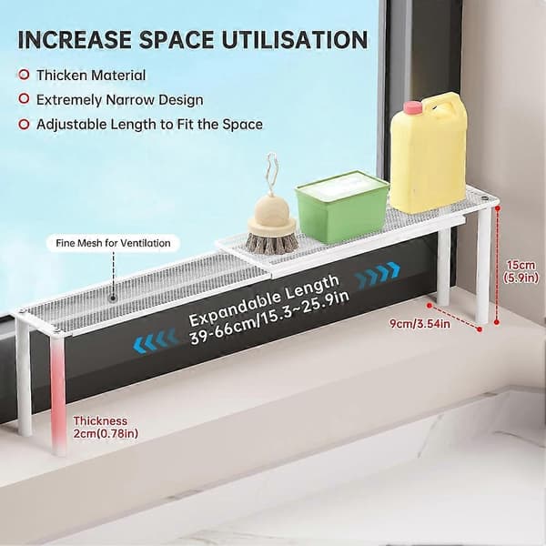 Expandable Window Shelf for Plants, Sink Organizer, Stackable Slim Shelves, Kitchen Counter