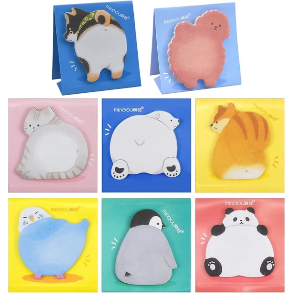 Sticky Notes 8 Blokke Tegneserie Dyr Sticky Notes Søde Sticky Notes Dyr Sticky Notes til Studerende Familie Skole Kontor 70x70 mm