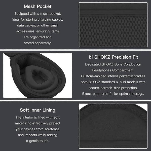 2CREA Hard Case for SHOKZ New OpenRun Pro 2/1/Mini, OpenRun Standard/Mini, OpenMove, OpenSwim Pro, OpenSwim, Compatible with All SHOKZ Open-Ear Bone