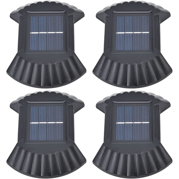 4 Sarjaa LED Aurinkoseinävalaisin Vedenpitävä Monitoiminen 8LED Seinävalaisin Terassille Piha Puutarha Ulkokäyttöön (lämmin valo)
