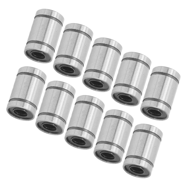10 kpl lineaarinen liukulaakeri, seosteräs, 6 mm sisähalkaisija, 12 mm ulkohalkaisija, 19 mm pituus, LM6UU, koneisiin