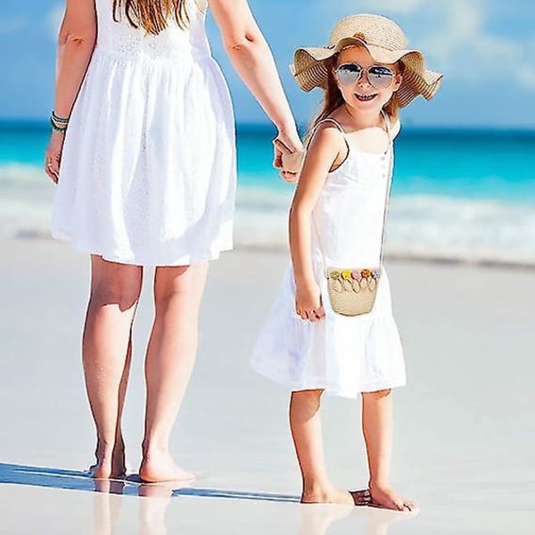 Beige sommerhatt i strå for barn med blomsterkant - Perfekt for strandturer og fotturer (3-7 år)