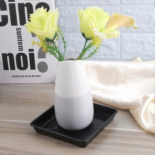 10 st Fyrkantiga Växtfat Plast Växtkruka Fat Blomkruka Fat för Inomhus Utomhus Hem Trädgård (18 * 18 * 13cm, Svart)