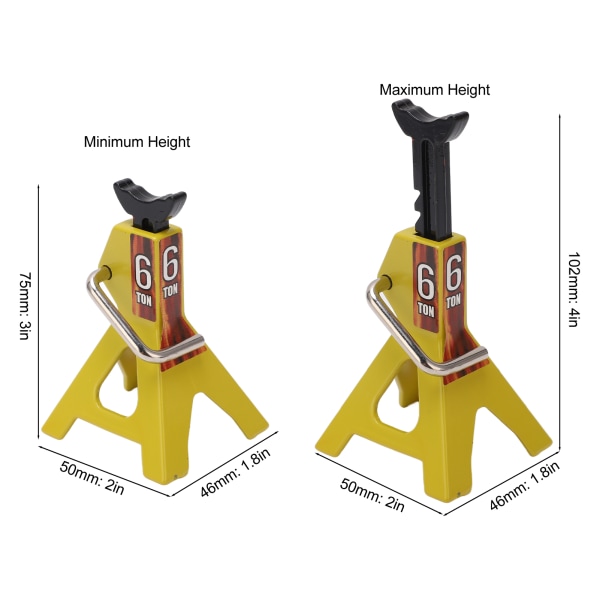 RC Jack Stativ Justerbar Höjd Simulering Dekorativt tillbehör Mini Lifting Jack för SCX10 D90 1/10 RC Bil Gul