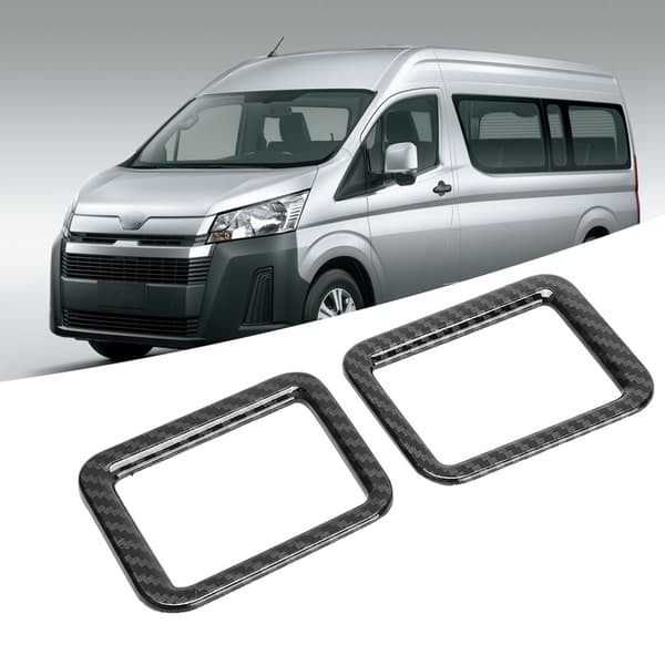 2 stk. Øvre frontdashbord sideventilramme deksel karbonfibertekstur passer for HiAce 2019