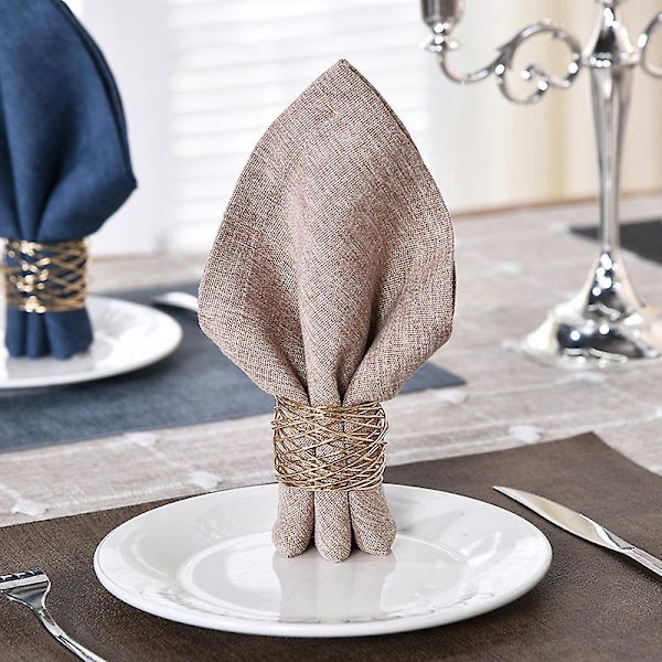 Gyldne Mesh Serviettringer - Sett med 12 for Elegante Anledninger