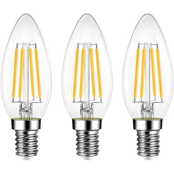 E14 LED Lampa Varmvit Dimbar, 600LM 6W Ersätter 60 Watt Ljusstake LED Lampa, 2700K Varmvit Vintage Energisparande Lampa för Glas Ch