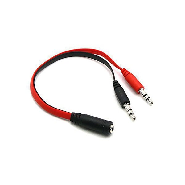 3,5 mm hunn til dobbel hann hodetelefonmikrofon lyd Y-splitter AUX-kabel