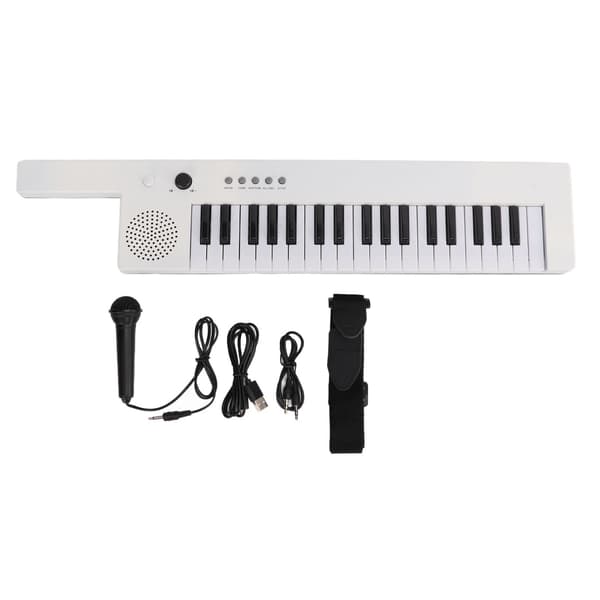 37 Tangenter Keyboard Piano Bärbar Gitarr Elektronisk Orgel Mini Keytar Utbildning MusikinstrumentBF-3755 Vit