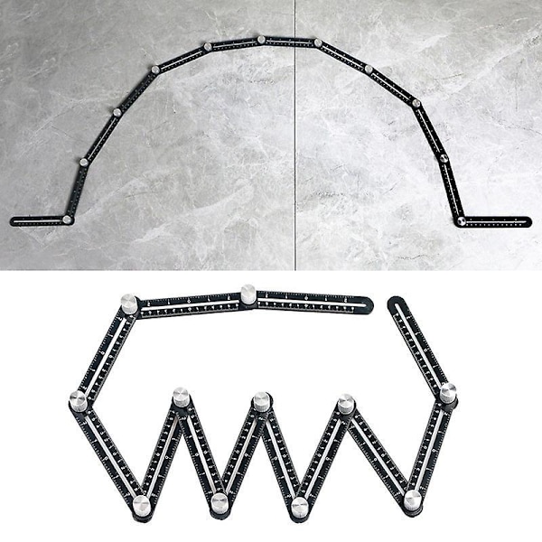 Vinkelmåler - Multi-vinkel Målelinjal Aluminium Legering Sammenleggbar Linjal