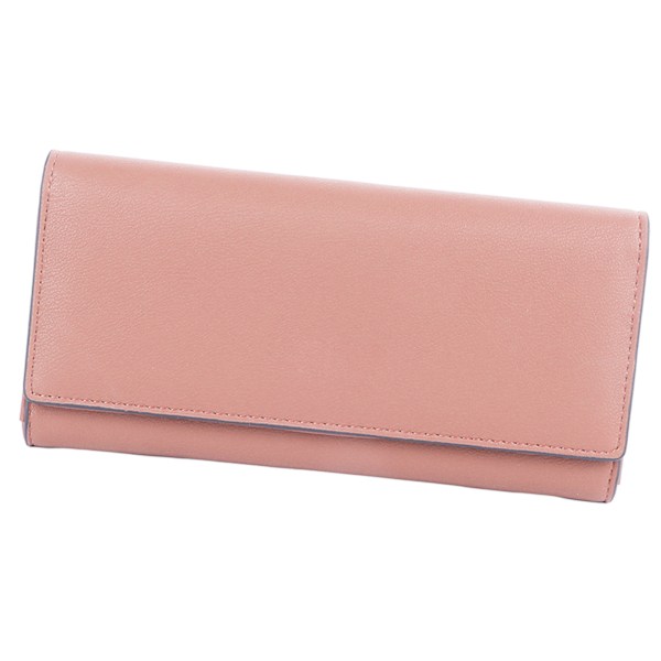 Dam lång plånbok stor kapacitet PU läder fashionabla dam plånbok för sedlar kort mynt lotusrot rosa