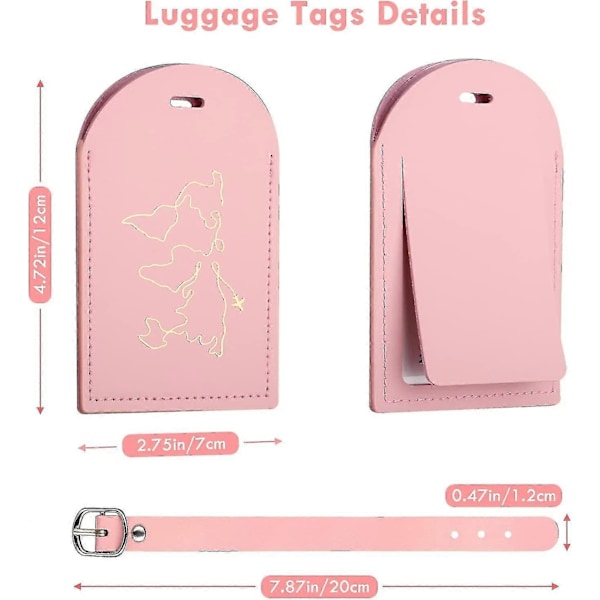 2x PU Lær Bagasjelapp og Passetui Sett - Svart og Rosa