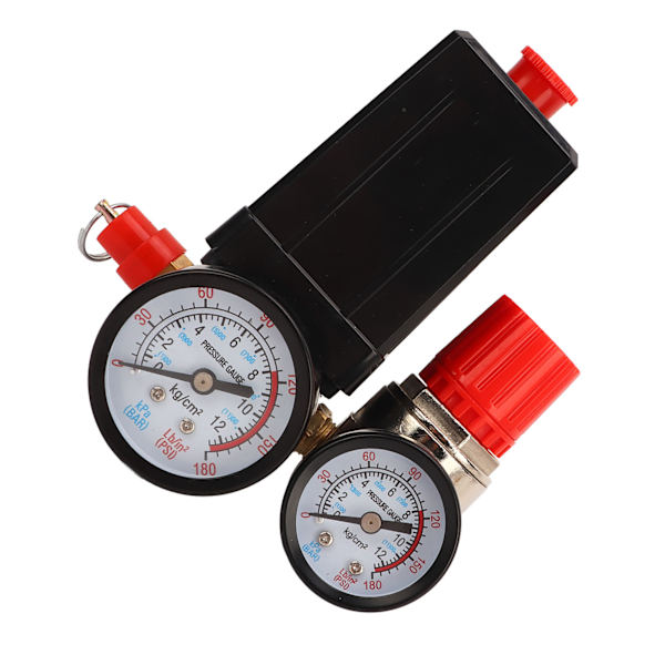 Luftkompressor trykafbryder 4-vejs automatisk kontrolventil controller 0-180PSI med manometer