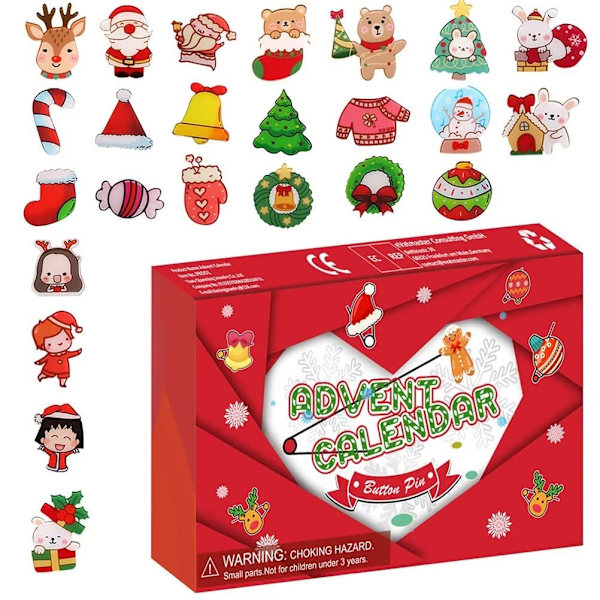 Julbroch Adventkalender för Barn, 24 Dagars Nedräkningspresent