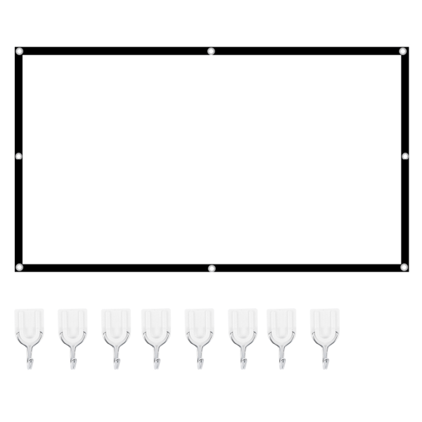 16:9 Bärbar HD-projektorskärm Vikbar projektionsgardin polyester för hemmakontor100in