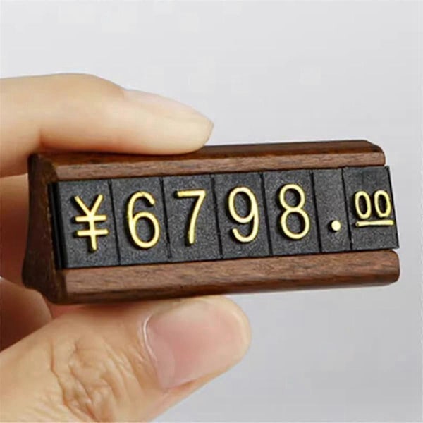 10 Set/Box Mini Trä Kombinerad Siffer Pris Kub Tag Smycken Justerbar Nummer Prissättningsetikett Skylt H
