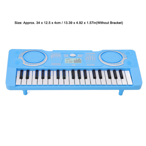 Blå 37-tangenters klaviaturpianoleksak för barn: Förbättra hand-öga-koordination med detta pedagogiska musikinstrument Blue