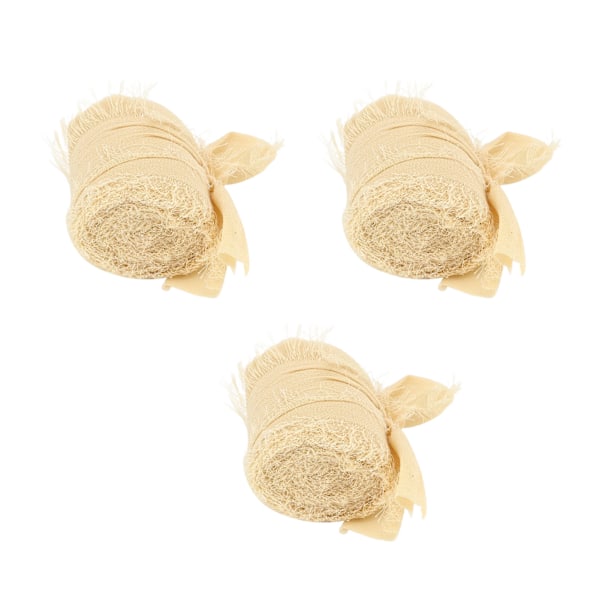 Frans Chiffong Silkesband Ren Färg Handgjord Bukettband Handfärgat Bärbart Chiffongband för Bröllops-DIY-hantverk Beige