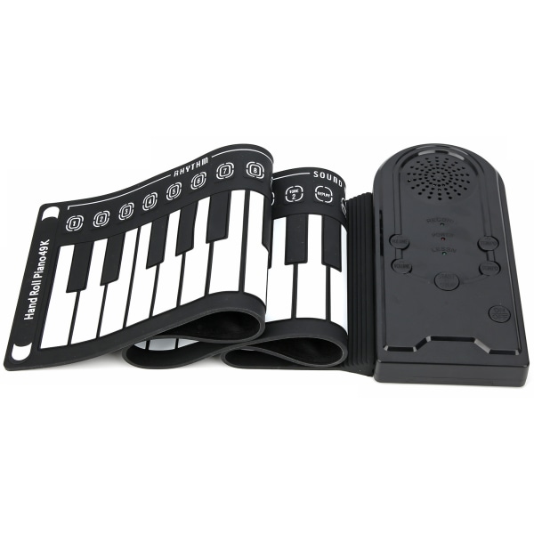 Bærbart elektronisk tastatur med 49 tangenter Håndrullende piano for barn Barn Nybegynnere (svart)