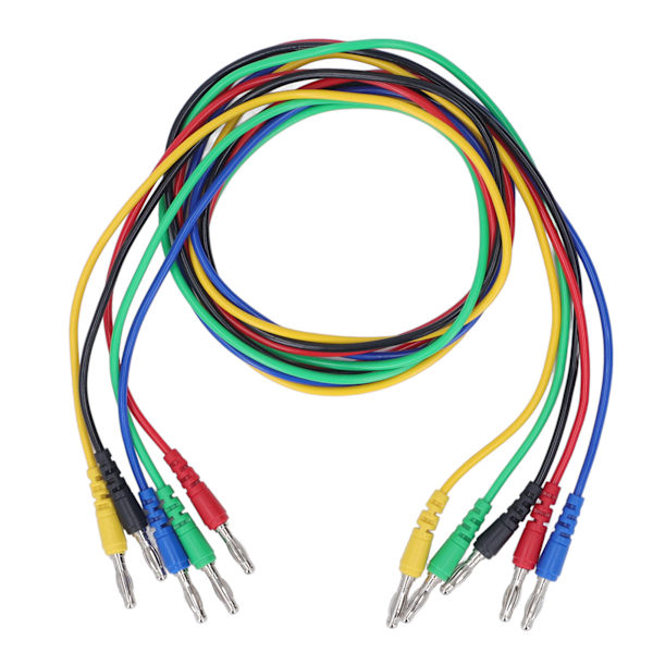 Magnetisk testledningsett - Mykt og fleksibelt - 5 farger - 4 mm bananplugg - Testledningsett med magnetisk kontakt