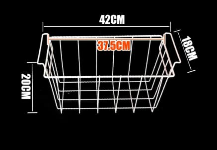 Stackable Freezer Wire Basket, Open Design Storage Basket, Compatible with Kitchen Storage 42.00X18.00X20.00CM, 1-Pack, White White White 42.00X22.00X20.00CM