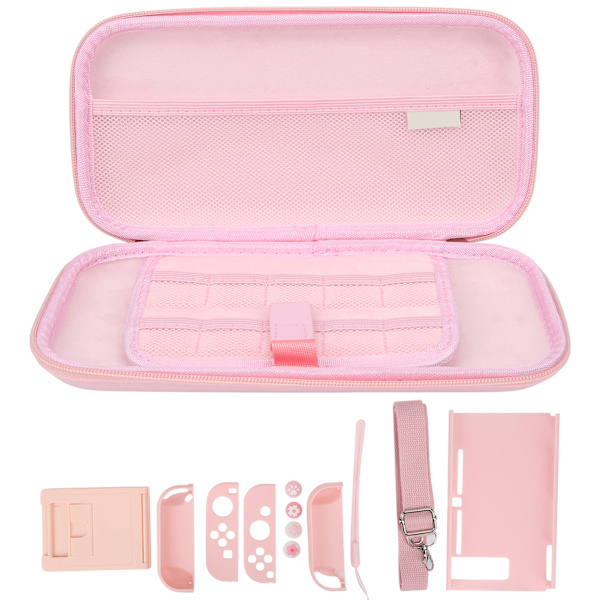 Bärbar förvaringsväska skärmskydd spelkonsol skyddande tillbehör för NintendoPink