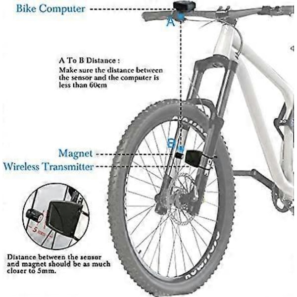 Trådlös cykeldator, vattentät cykelhastighetsmätare och kilometerräknare med automatisk väckning, multifunktionell LCD-skärm med bakgrundsbelysning