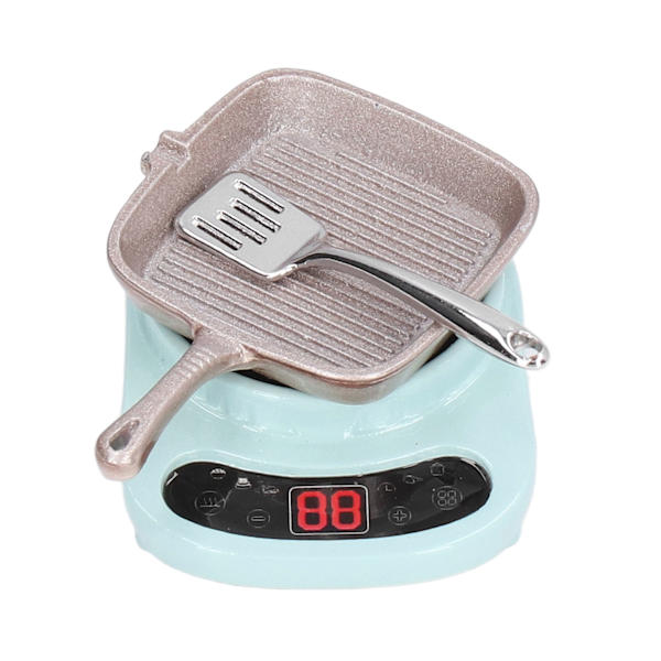 1:12 Dockhus Miniatyr Köksredskap Set Legering Simulering Spis Gryta Spatel Miniatyr KökstillbehörGrön
