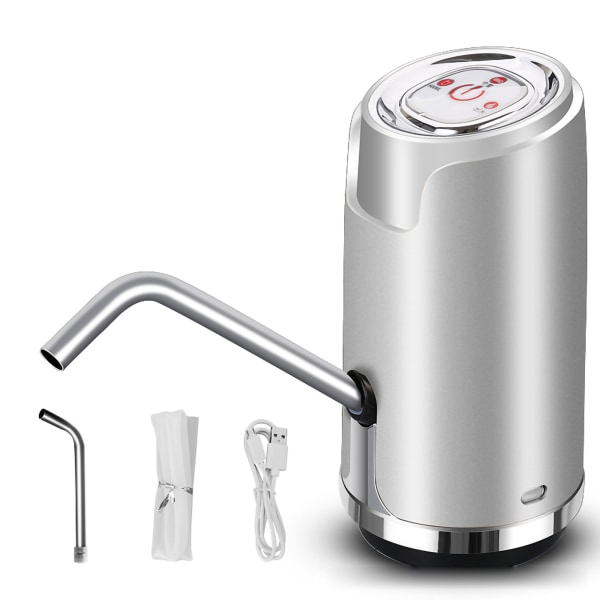 Vanddispenser ABS Elektrisk USB Intelligent Kvantitativ Spray Lak Drikkepumpe til udendørs Silvery