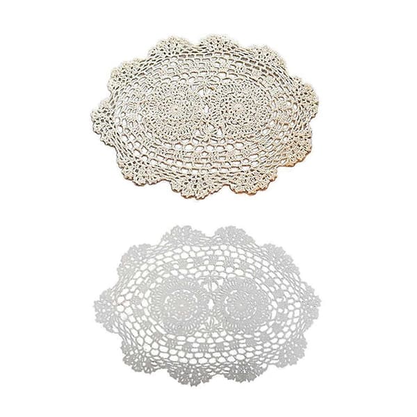 Bordstablett Bomull Blondeduk Blomstret beige