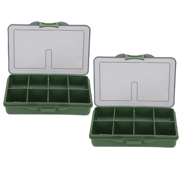 2 stk fiskekrok agn boks mini PP oppbevaringsboks etui for fiskeutstyr tilbehør 8 rom