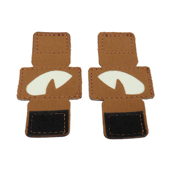 2 stk. Katteøjne-patch med reflekterende velcro-design i lærred - Lysende katteøjne-patch til hatte, uniformer, rygsække, udendørsaktiviteter og natteture - Khaki