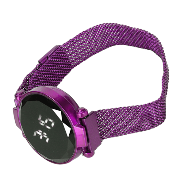 Kvinnor LED- watch LED-pekskärm Stor skärm Hållbar legering Modedesign Digital LED- watch för flickor Kvinnor Vuxen Lila