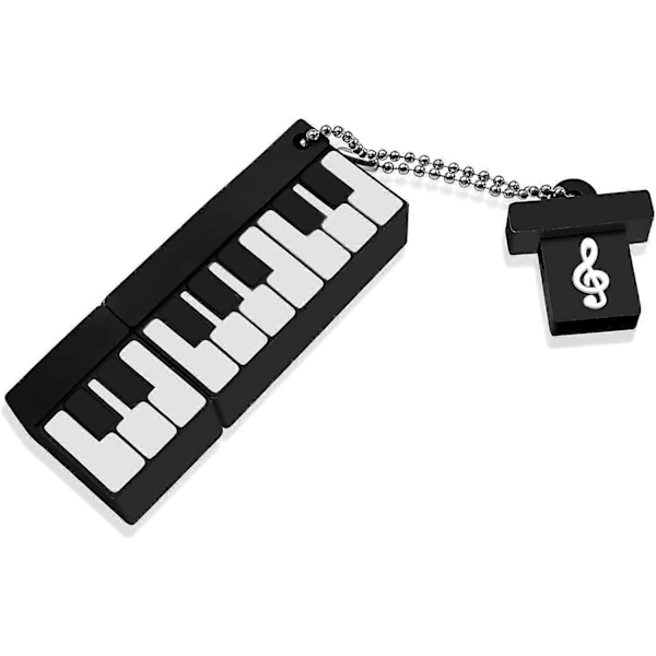 Musta Piano USB-muistitikku 64GB, USB 2.0 -muistitikku Kannettava USB-avain 64GB Söpö Piano-muistitikku PC:lle, Tabletille, TV:lle, Autolle jne.