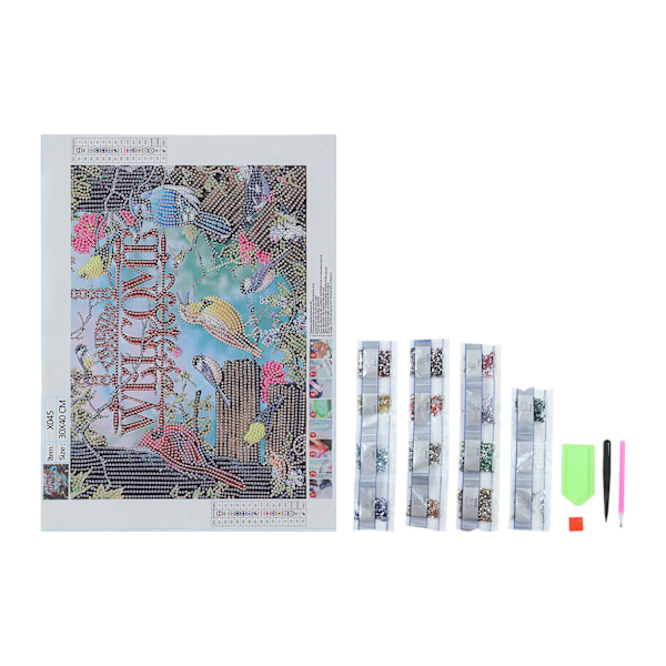 Rhinestone-maalaus Tervetuloa-kirjaimet 5D Vivid Shining DIY Making Relaxing Interesting Rhinestone Art olohuoneeseen