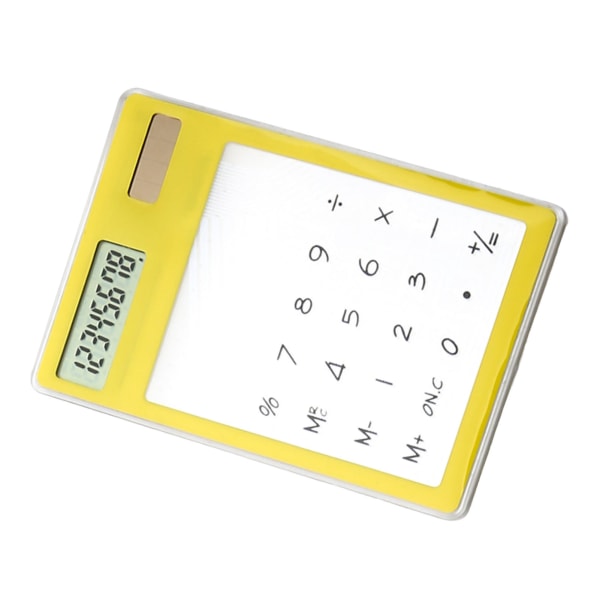 Solar Powered Lommeregner Touch Screen 8-cifret LCD Display Bærbar Transparent Lommeregner til Office School Home Gul