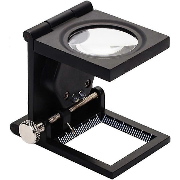 Bordsförstoringsglas 10X Gängat Förstoringsglas Zinklegering Vikbart Glas Med 2 LED-ljus Skala Läs