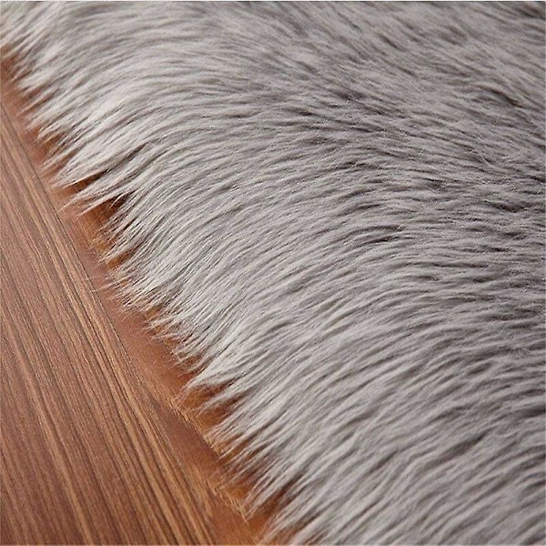 Fleece Matta Ullmatta Imitation Fleece Matta Fluffig Mjuk Långhårig Dekorativ Stol Kudde Soffmatta (Grå, 60 X 90cm) en bit, Fontainebleau