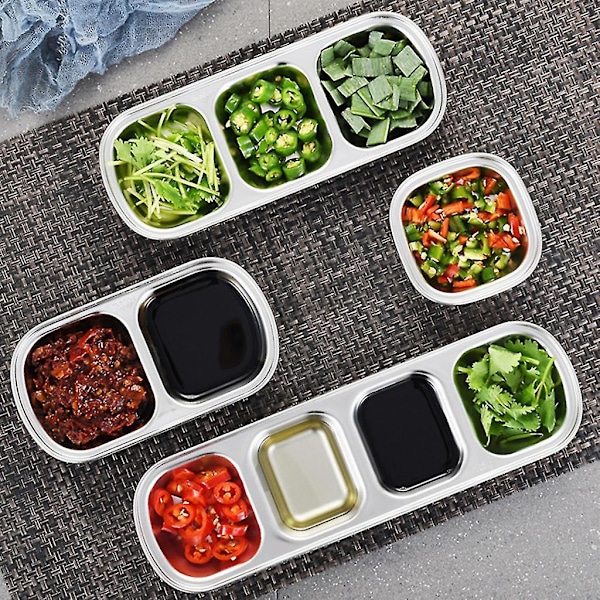Rustfrit stål Peber Rti Kød Sauce Retter Wasabi Skål Spar Sushi sølvfarvet