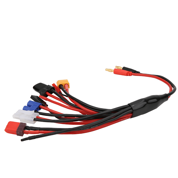 4,0 mm banankontakt 8-i-1 multifunktionsladdningsadapter för RC-laddare RC-batterier svart och röd